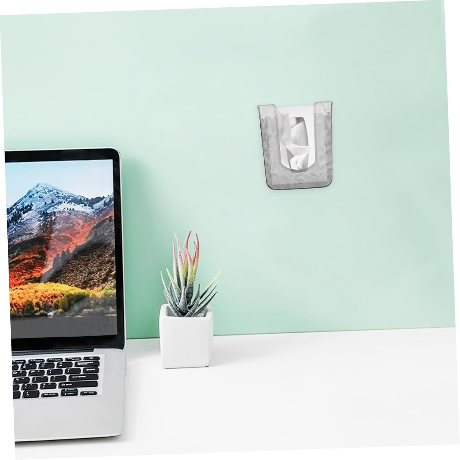 WOONEKY Space-Saving Wall-Mounted Tissue Box Dispenser Holder for Wet Wipes Modern Bathroom Accessory image number 2