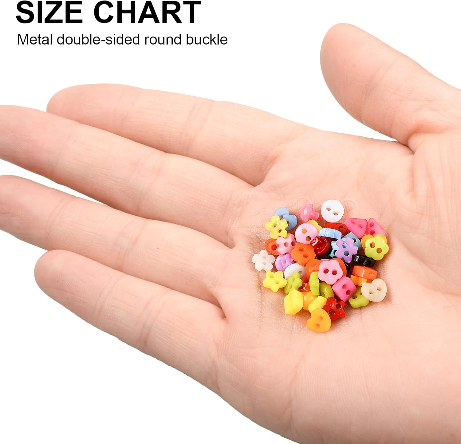 OELFFOW 100Pcs Colorful Mini Handmade Buttons for DIY (Star, Flower, Mushroom, Triangle, Square, Circle)