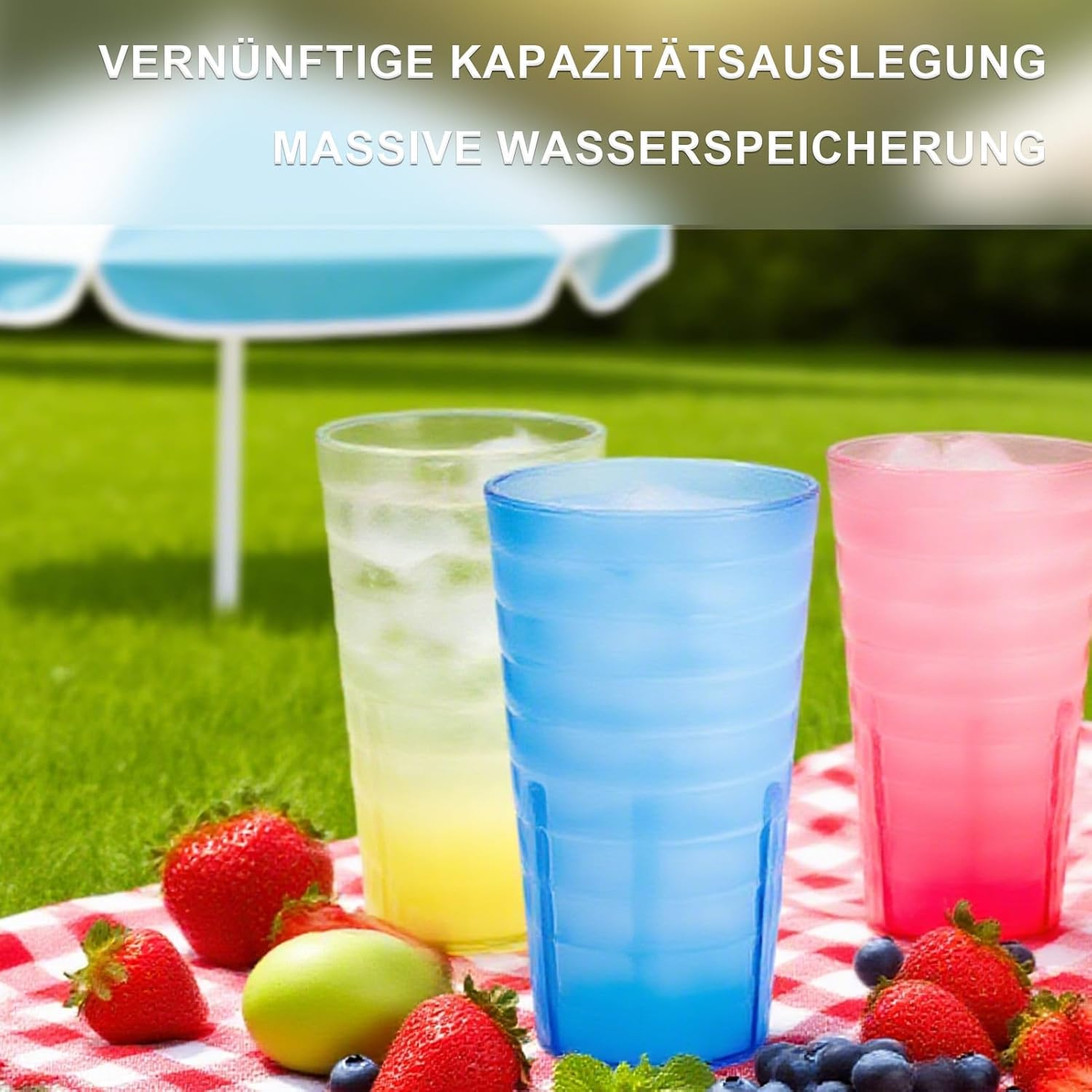 Henrrida Stackable Camping Cup Drinking Cup Set of 5, 450 Ml Plastic Cups Reusable for Camping Garden, Party, Outdoor, Home Party Drop-Proof, Dishwasher Safe 15 Oz (Colour)