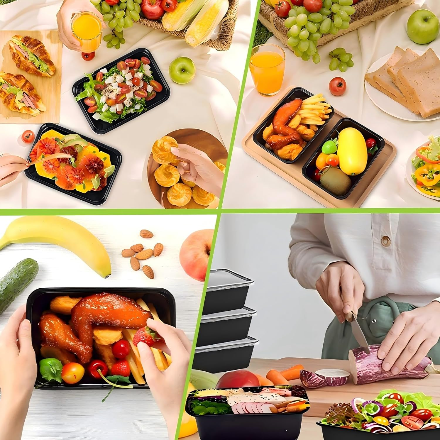 25 Pack (50-Piece) 750ML Meal Prep Containers Reusable with Lids, Sturdy Leakproof & Food Safe, Microwave, Freezer, Dishwasher Safe Food Prep Containers, to Go Take Out Plastic Food Storage