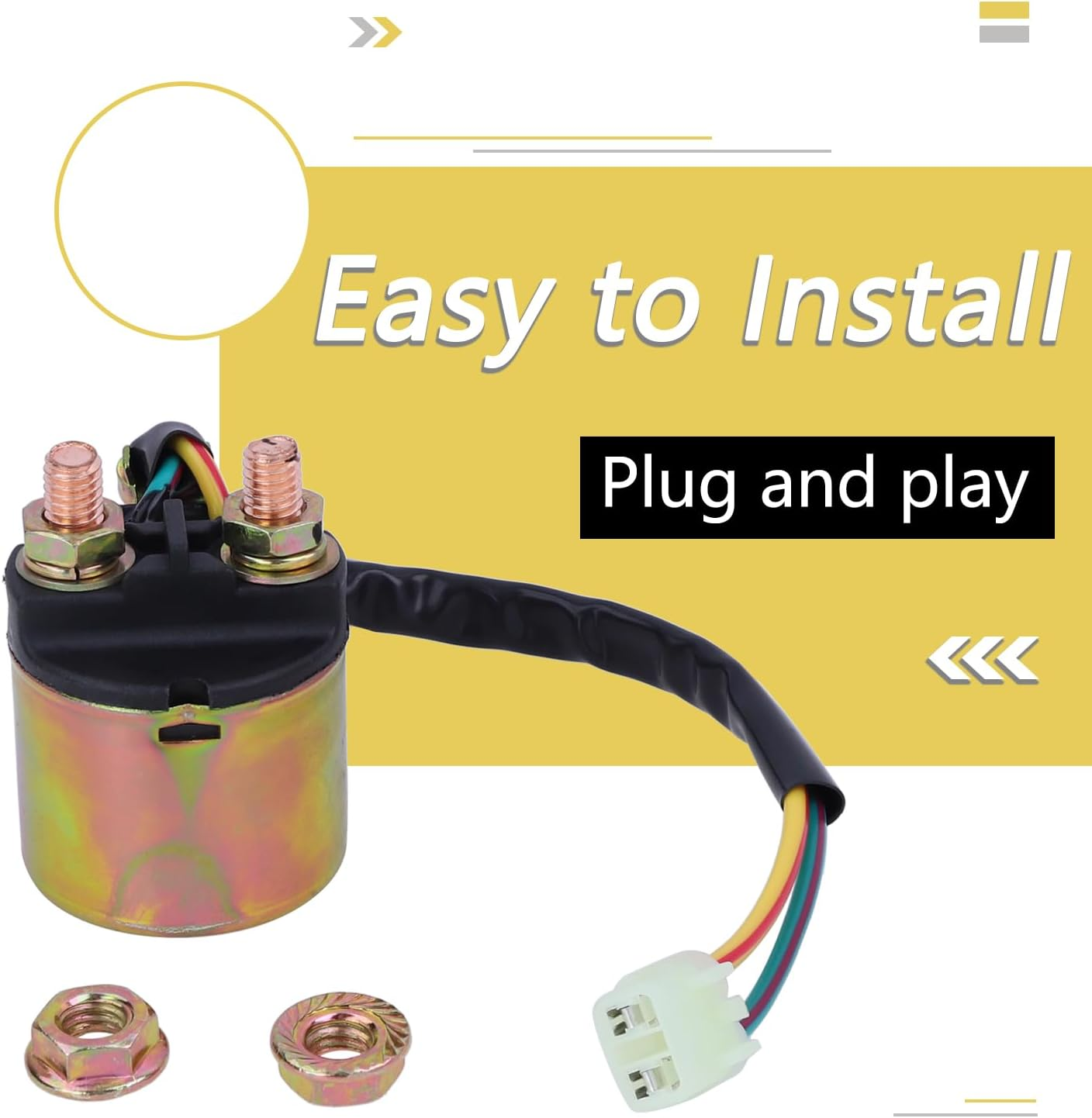 Starter Solenoid Relay, Compatible with Honda TRX350 Rancher 350 2000-2006/ TRX90X 2009-2021/TRX200 Fourtrax 1990-1997/TRX400 Foreman 400 1995-2003/TRX420 Rancher 420 2009-2014 Starter Solenoid Relay image number 2