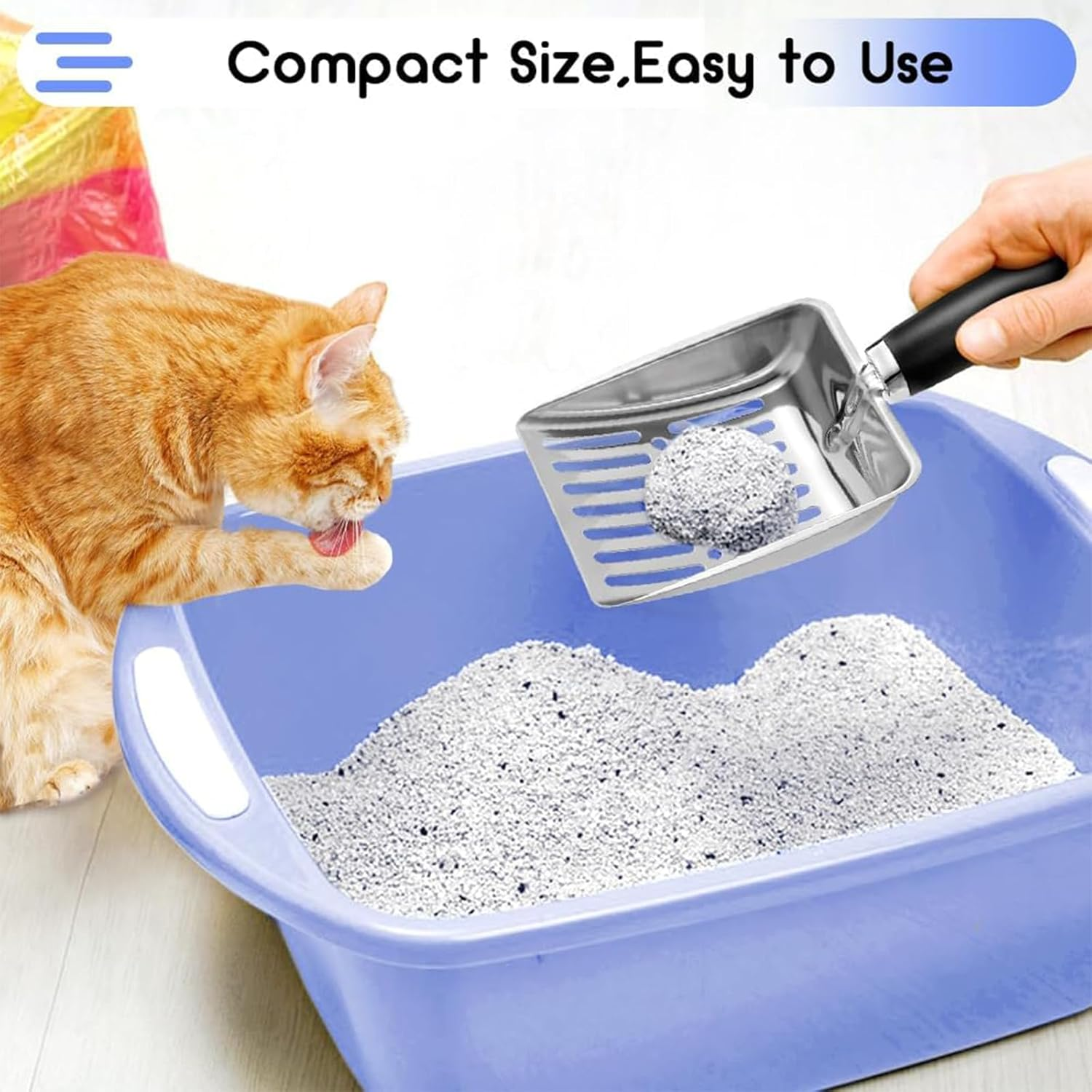 Yeanifeana Cat Litter Scoop, Stainless Steel Rustproof Scooper with Durable Handle, Litter Box Tool for Odor Control & Effortless Cleaning, Cat Litter Box Accessories image number 4