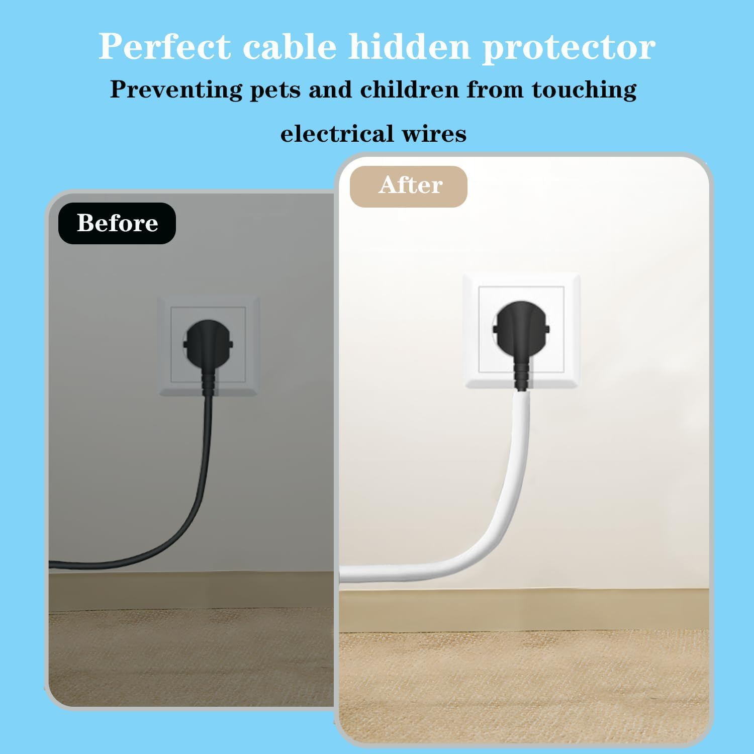 ADYAWEN 78 Inch Wall Cord Hider,Self-Adhesive Wire Cover Raceway for Walls, Flexible PVC Cable Concealer for Home and Office, Cord Protector W0.59 H0.39In - White image number 5