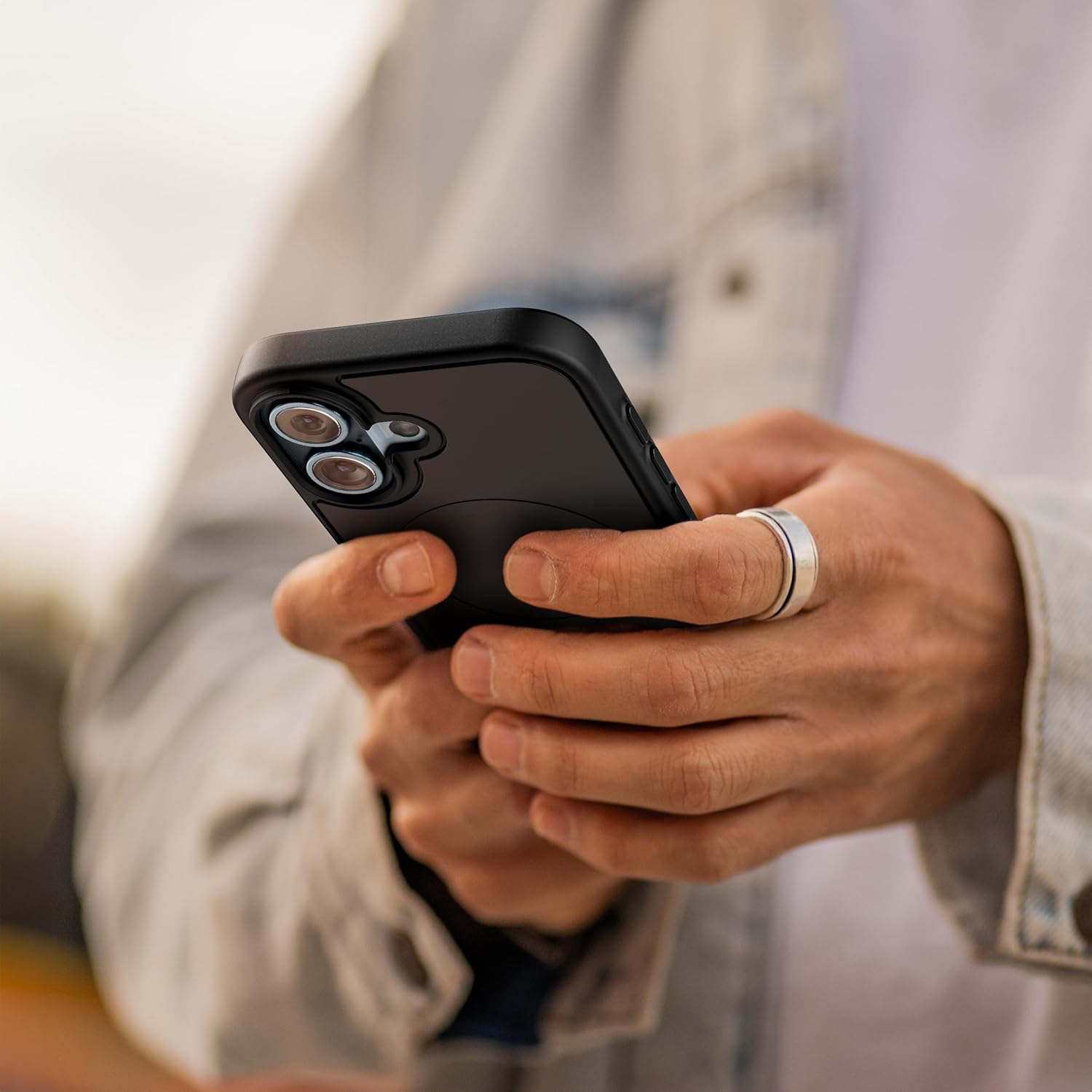 Encased Slimshield for Iphone 16 Case with Card Holder, (Compatible with Magsafe) Detachable Magnetic Wallet and Phone Cover - for Men (Black) image number 4