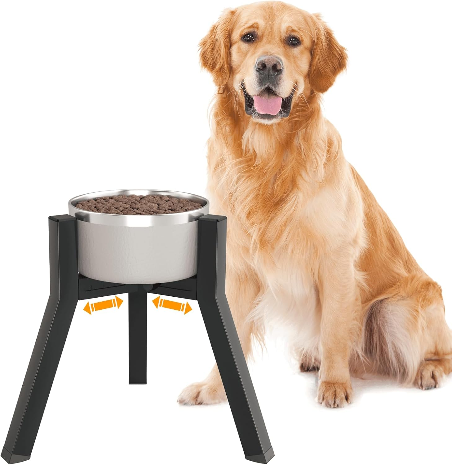 Bowl Stand for Medium Large Dogs, Adjustable Width Elevated Bowls for 7-10.6" Wide, Raised Food & Water Bowls, 11 Inch Tall Single Holder, Black (Bowl Not Included) image number 5