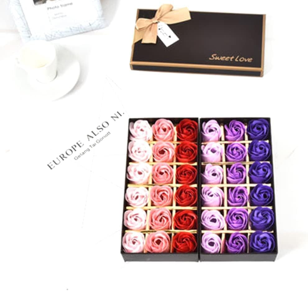 Valentines,Bath Soap Rose Flower Floral Scented Soap Petals Set Gift Box for Valentines Day Anniversary Mothers Day Pink Gradient 18PCS image number 2