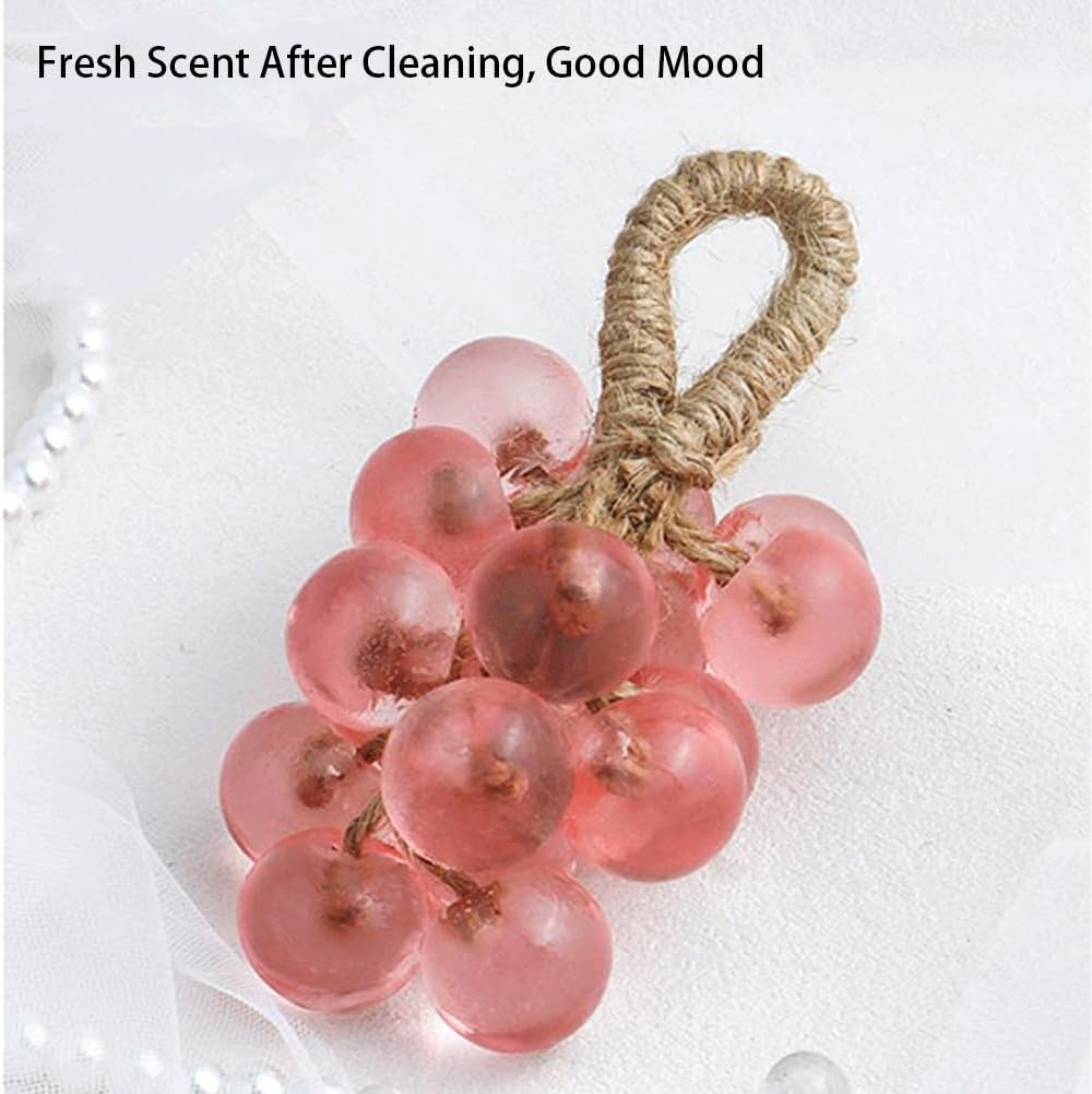 Crystal Grape Soap, Grape Soap on a Rope, Personalized Original Handmade Crystal Grapes Soaps Gentle Cleansing Soaps, Decorative Soapes Bars for Washing Hands Men Women (2 Pcs Green) image number 3