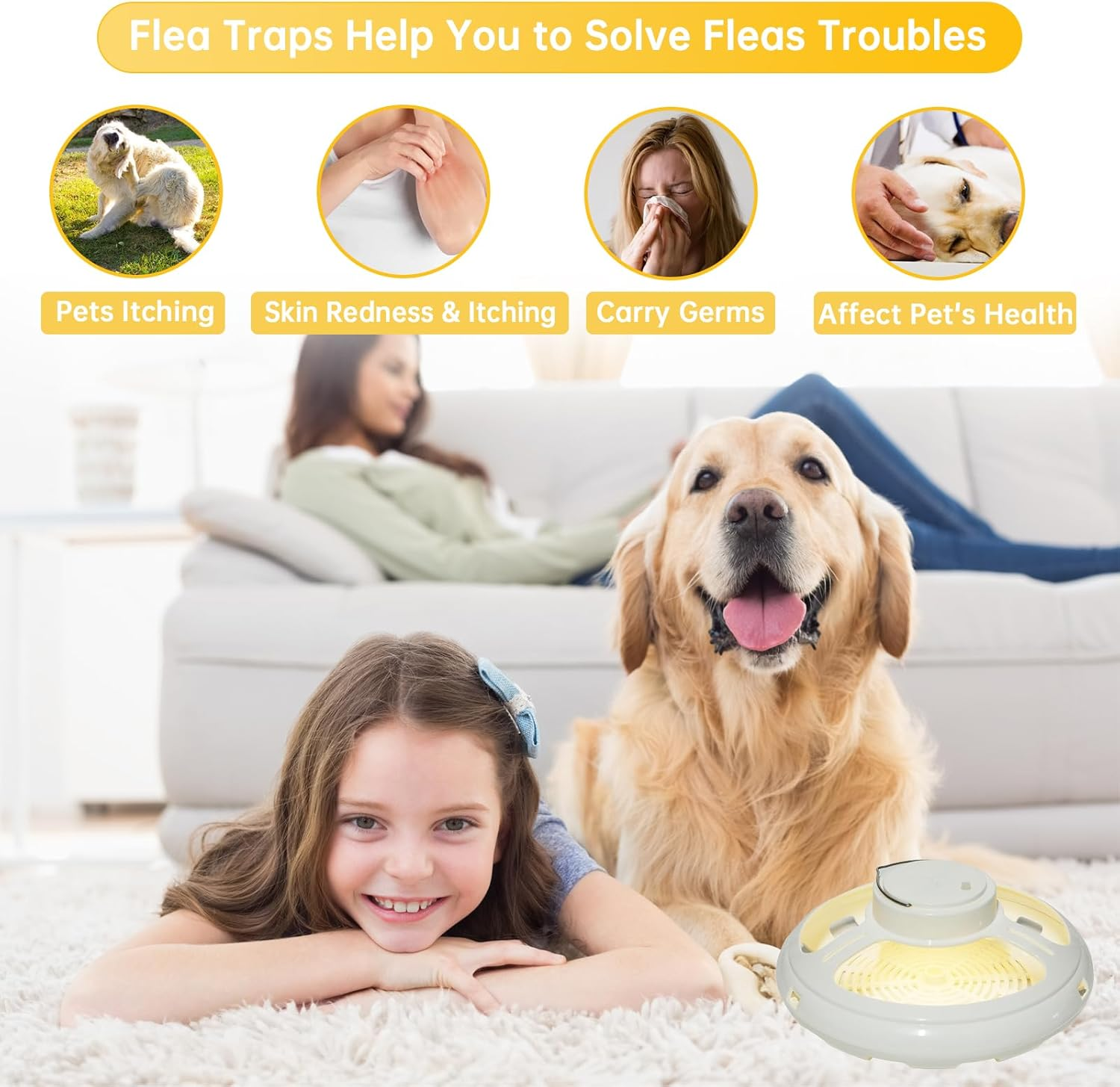 2 Packs Flea Traps for inside Your Home,Indoor Flea Light,Premium Traps with 4 Modes and 6 Sticky Pads, Sticky Flea Traps, for Houses, Homes, Friendly to Pets image number 5