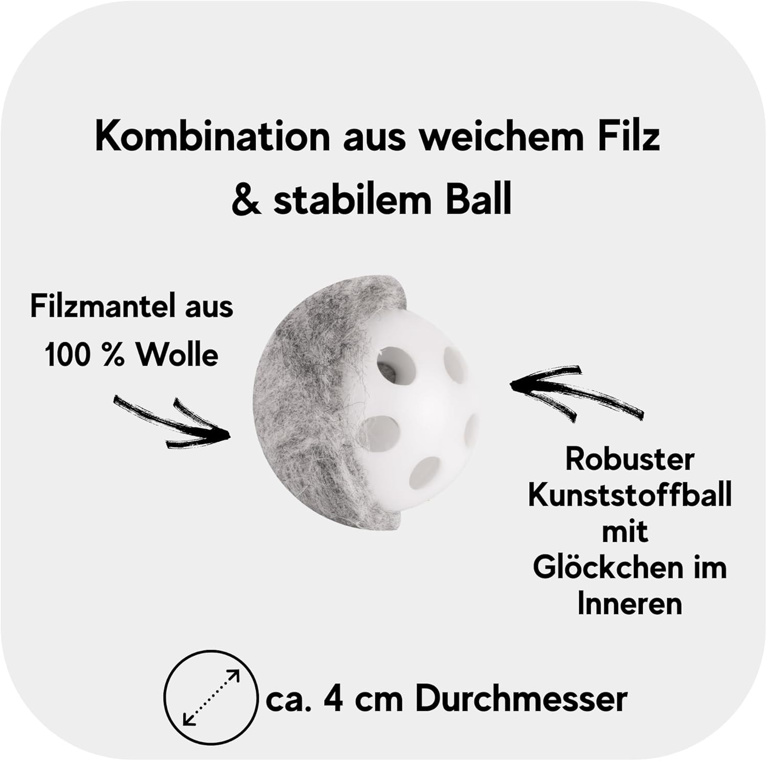 Cat Balls with Bell - Cat Toy for Happy Moments - Made of Wool - Set of 3 image number 3