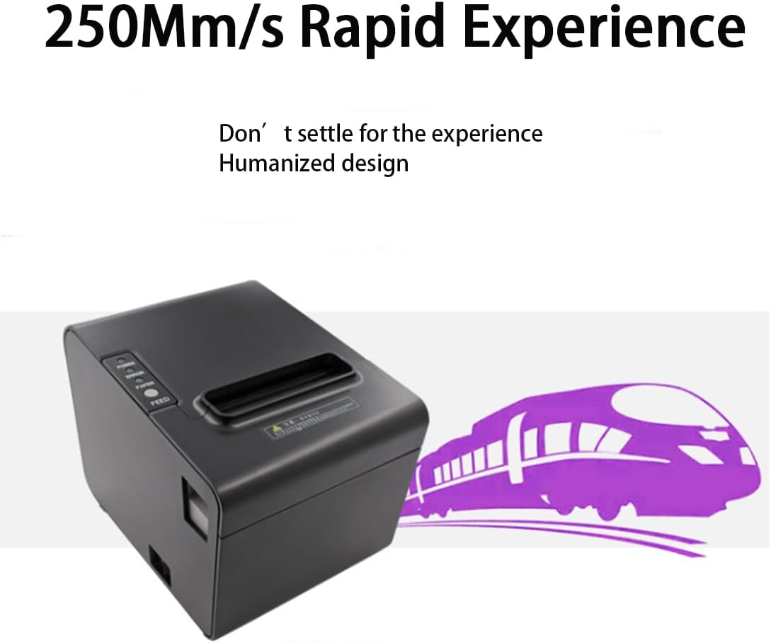 80Mm Thermal Receipt Printer, Label Printer Support Cash Drawer, Receipt Printer with USB Serial Ethernet LAN Esc/Pos Command Cash Drawer, for Windows/Linux Comes with 1 Roll of Thermal Paper
