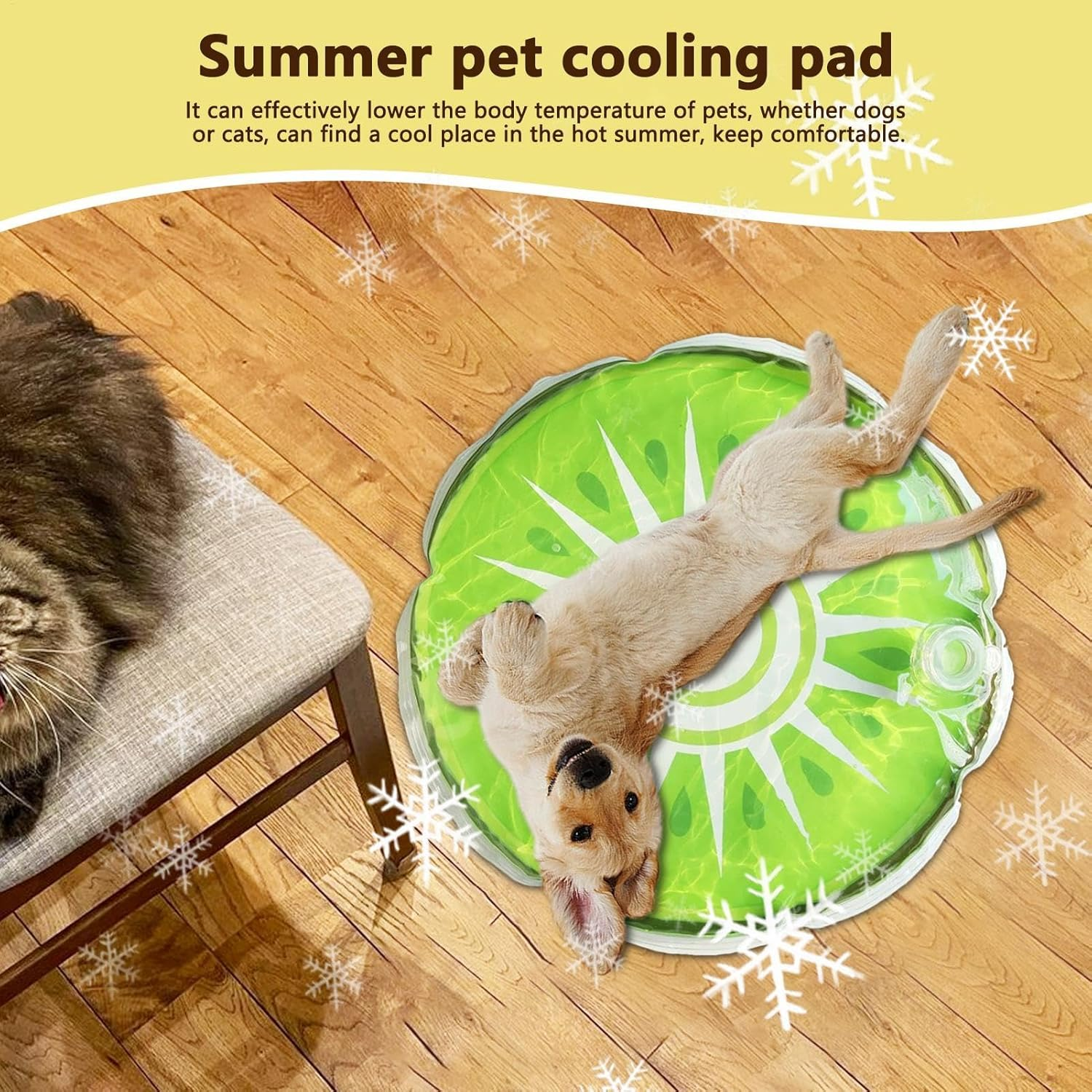 Cat Cooling Mat,Cute Water Sensory Pad for Puppy | round Fruit Pattern Water Cooling Mat Cushion Sleeping Beds for Pet Relief image number 2