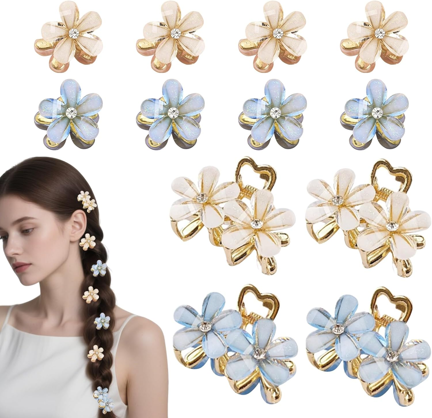 Dcsfadq Pack of 12 Flower Hair Clips, Small, Pack of 12 Hawaii Flower Hair Clip Set for Women, Cute Hair Accessories, Hair Styling Accessories image number 1