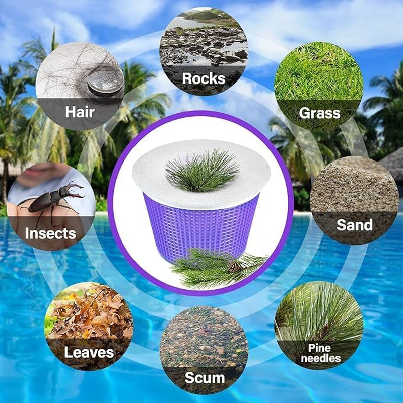 Pool Skimmer Socks - Ultra Fine Mesh Skimmer Basket Nets for Swimming Pools - Reusable Filter Socks Liner for Leaves, Debris, Hair, & Small Particles - Fits Standard Skimmers & Pump Baskets (50PCS) image number 4