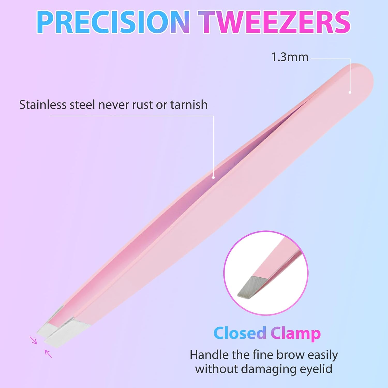 HEYMKGO 8 Piece Tweezers Set Precision Tweezers Stainless Steel with Travel Case Eyebrow Scissors with Comb Removable Scissors Eyebrow Razor Eyelash Brush Tweezers Eyebrow Plucking for Women Coloured image number 1