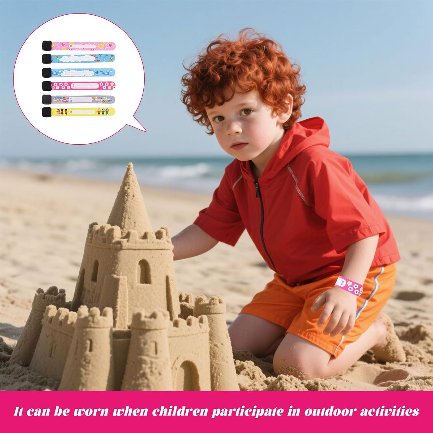 Wrist Band, 12Pcs Wristbands, Children Safety Id Wristband, Waterproof Kids Safety Bracelet, Adjustable Travel Information ID Bracelet for Children'S Field Trips and Outdoor Activities image number 5