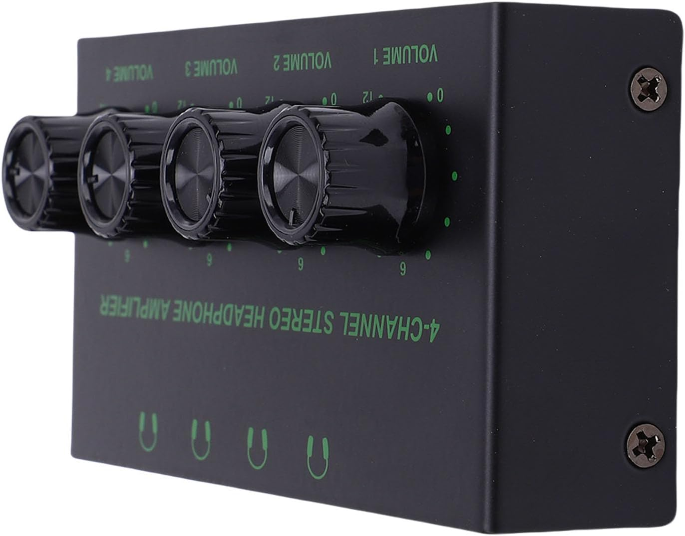 Generic Headphone Amplifier, 4 Channels Metal Stereo Audio Amplifier with Independent Volume Control, Stereo Headphone Amplifier with Knob Volume Adjustment for Studio Stage