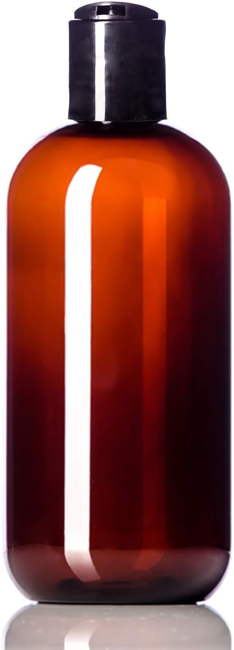 8Oz Plastic Bottles (6 Pack) Bpa-Free Squeeze Containers, Labels Included Disc Cap Amber