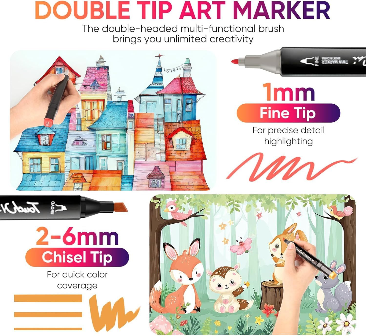 XIULIUU 168 Colors Alcohol Markers Set, Art Markers for Kids Adults Artists Coloring Painting Sketching, Alcohol Dual Tip Drawing Marker Set Perfect for Boys Girls Students Gift (168) image number 6