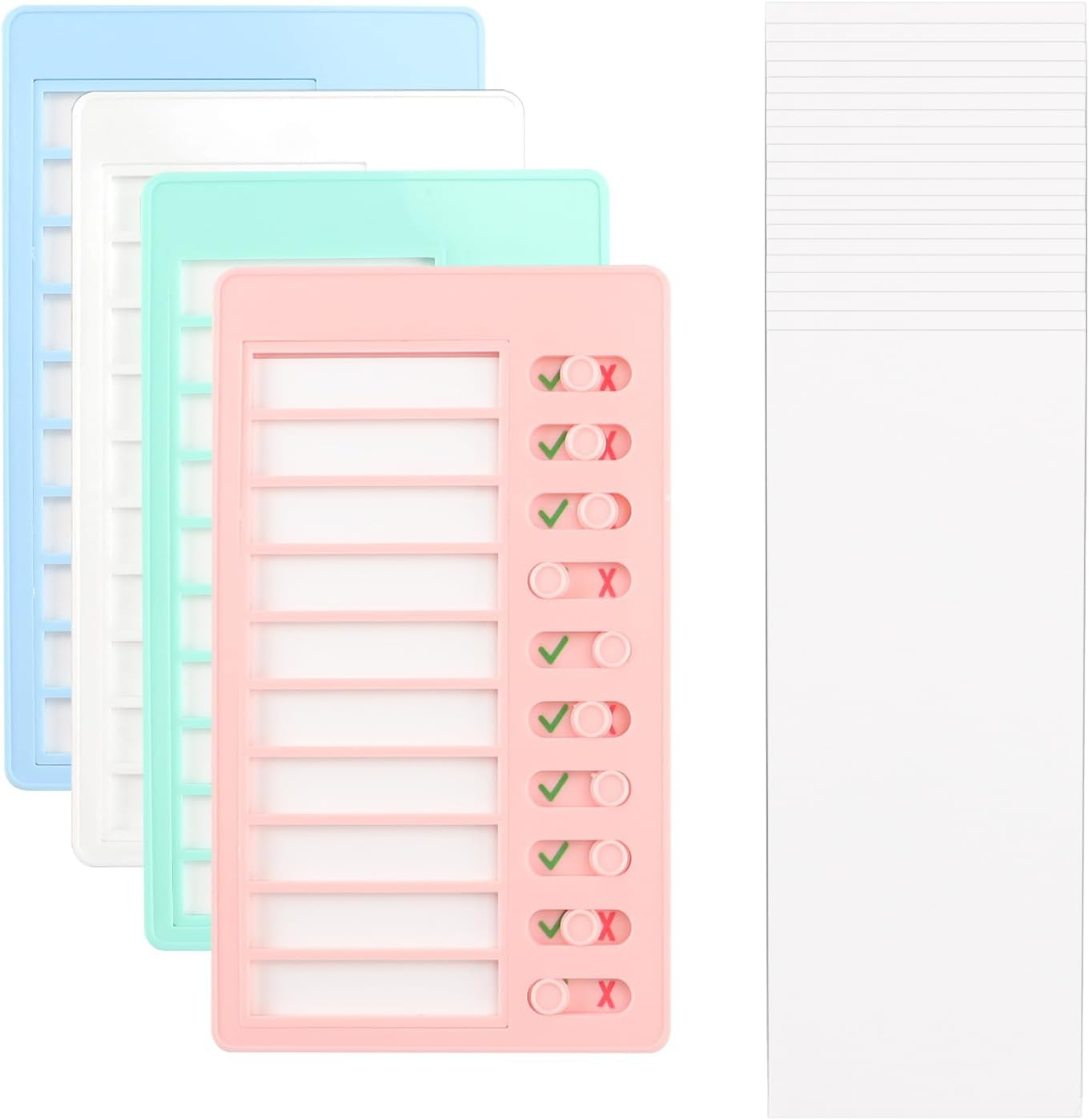 4 PCS Chore Chart for Kids，Blank to Do List Reusable，Plastic Checklist Board with 20 Detachable Cardstock,To Do Checklist for Home Routine Planning，To Do List Whiteboard，Routine Chart(4 Colour) image number 3