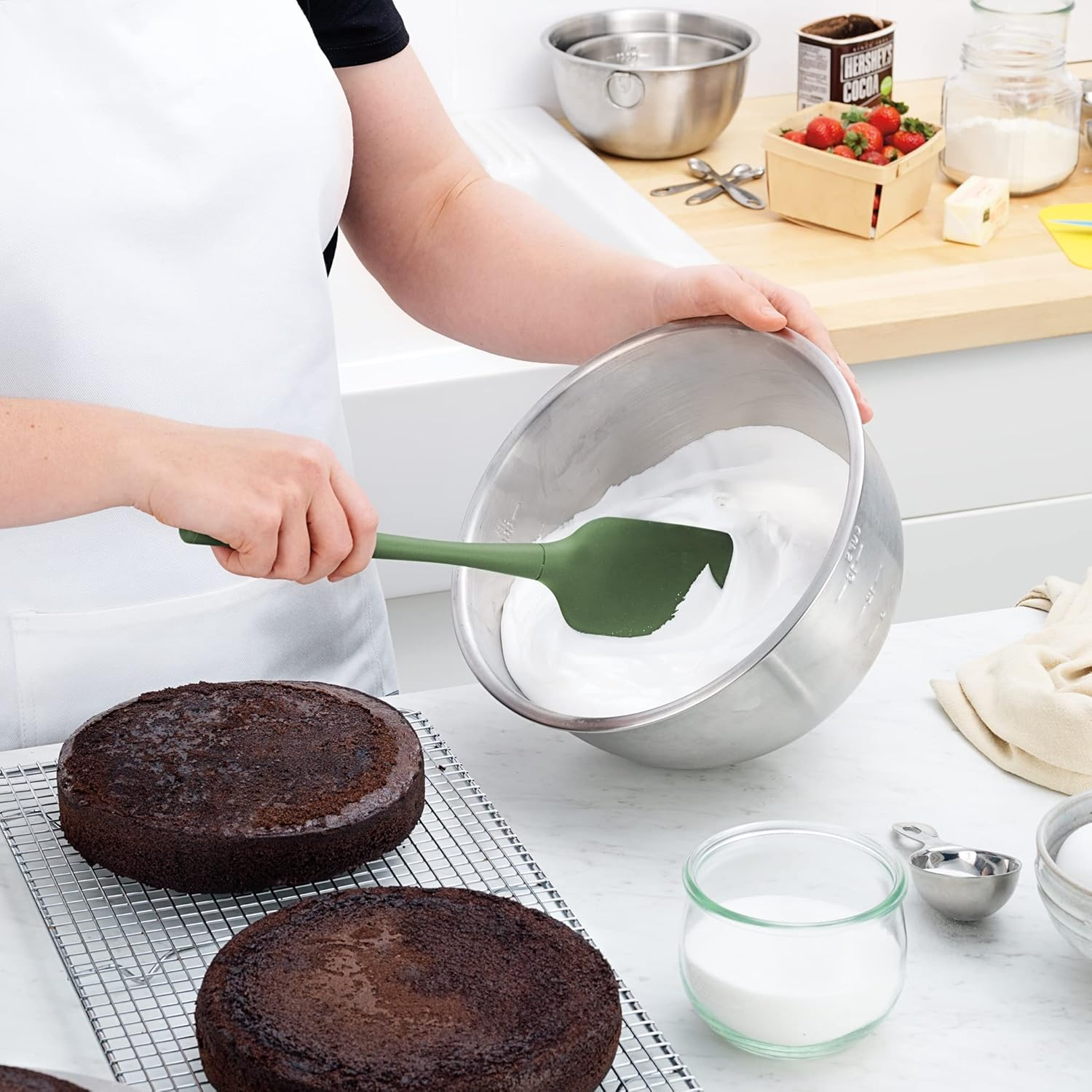 Tovolo Flex-Core&reg; All Silicone Spatula Set of 5 for Meal Prep, Cooking, Baking, and More - Pesto image number 3