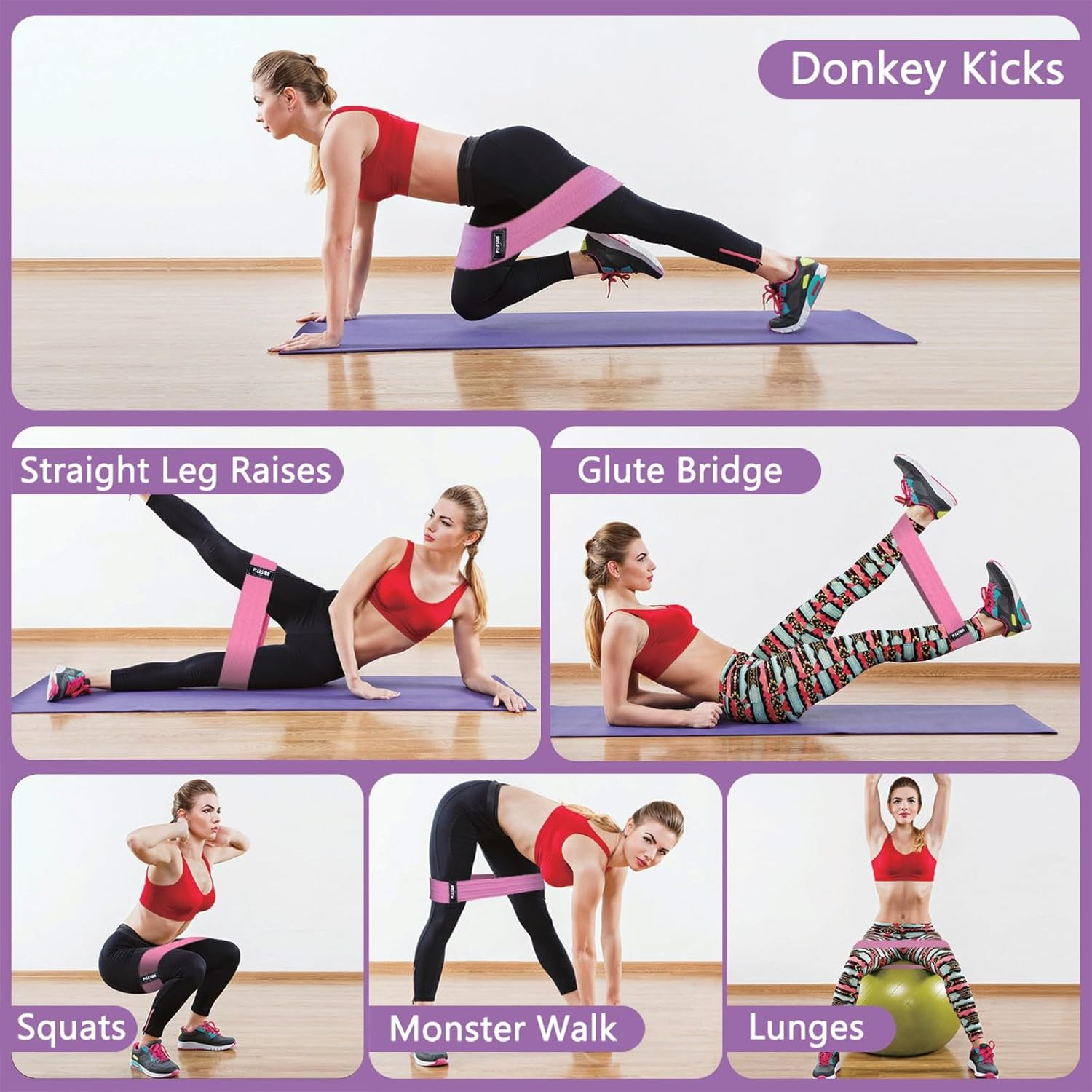 Fitness Band Resistance Bands, Anti-Slip Resistance Loop Band Fabric Set Hip Legs Sports Elastic Spoil Band Training Band for Yoga Crossfit Gymnastics Etc image number 4