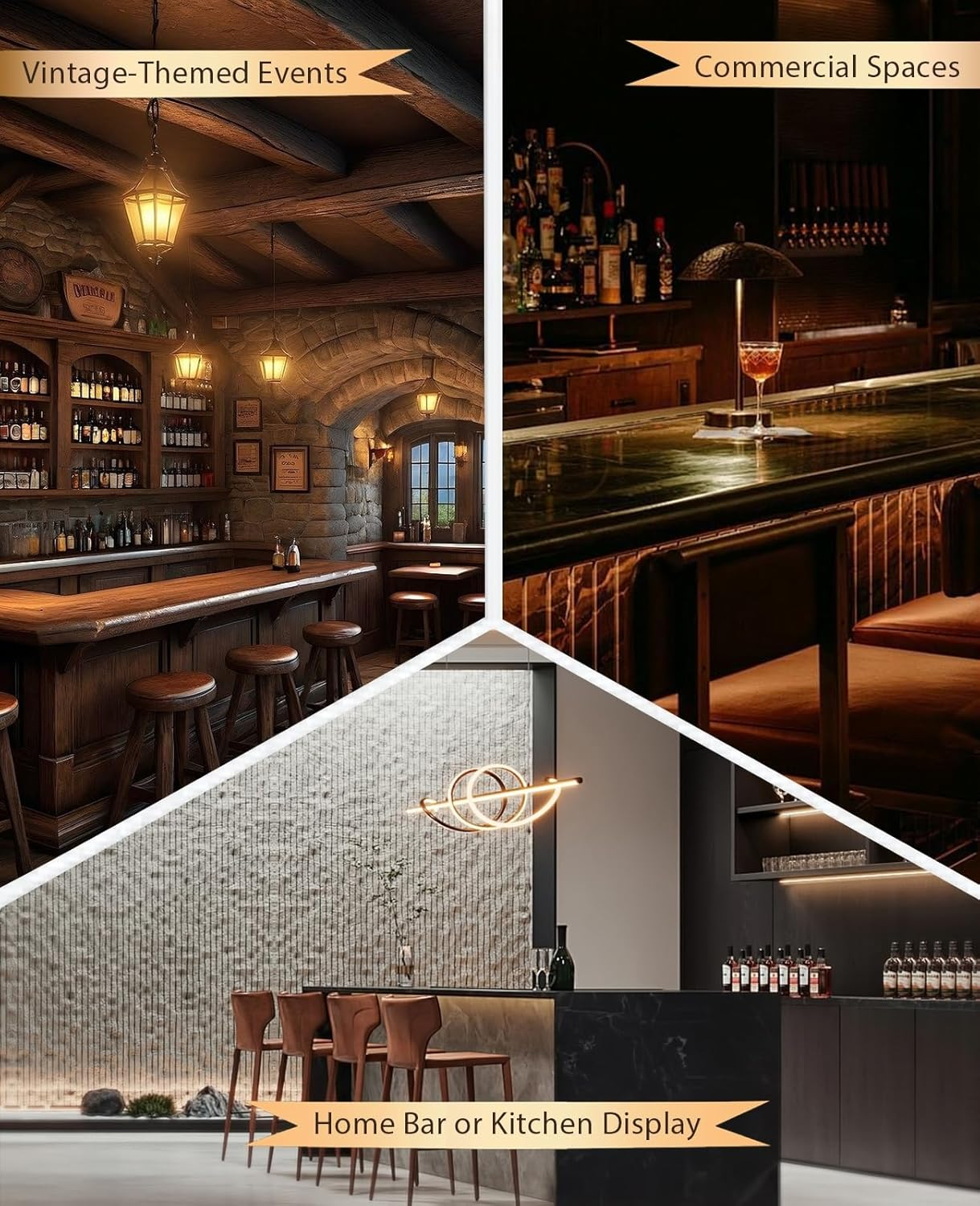 BRARIOS Creative Decor Desktop Wine Rack Chain Design No Assembly Required 20Cm Wine Bottle Rack for Home Bar Study Dining Room Decoration (Bronze) image number 3