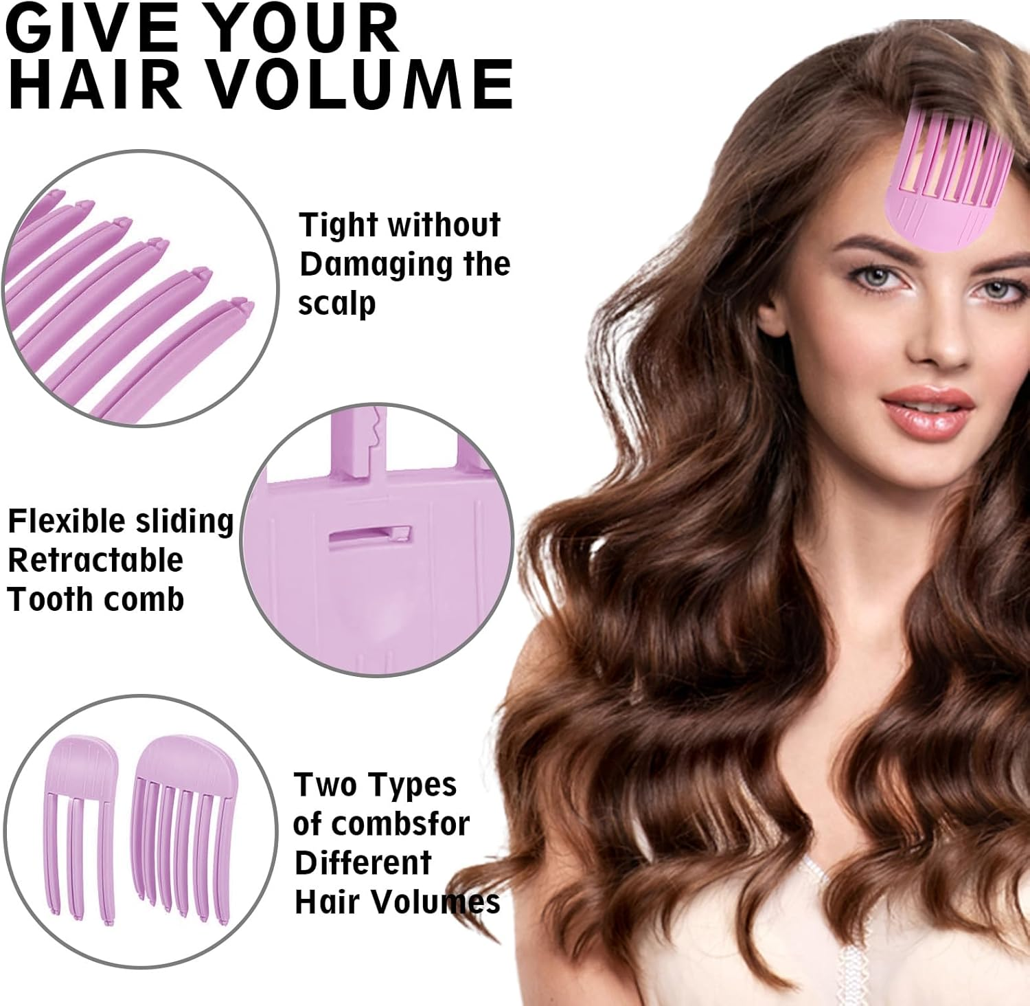 Ceeyoll Fluffy Hair Clip, Hair Clip, Root Lifting Clip, Fluffy Hairline Clip, Suitable for Hairstyles That Require a Fluffy Fringe and a High Crown (Pink, Pack of 4)