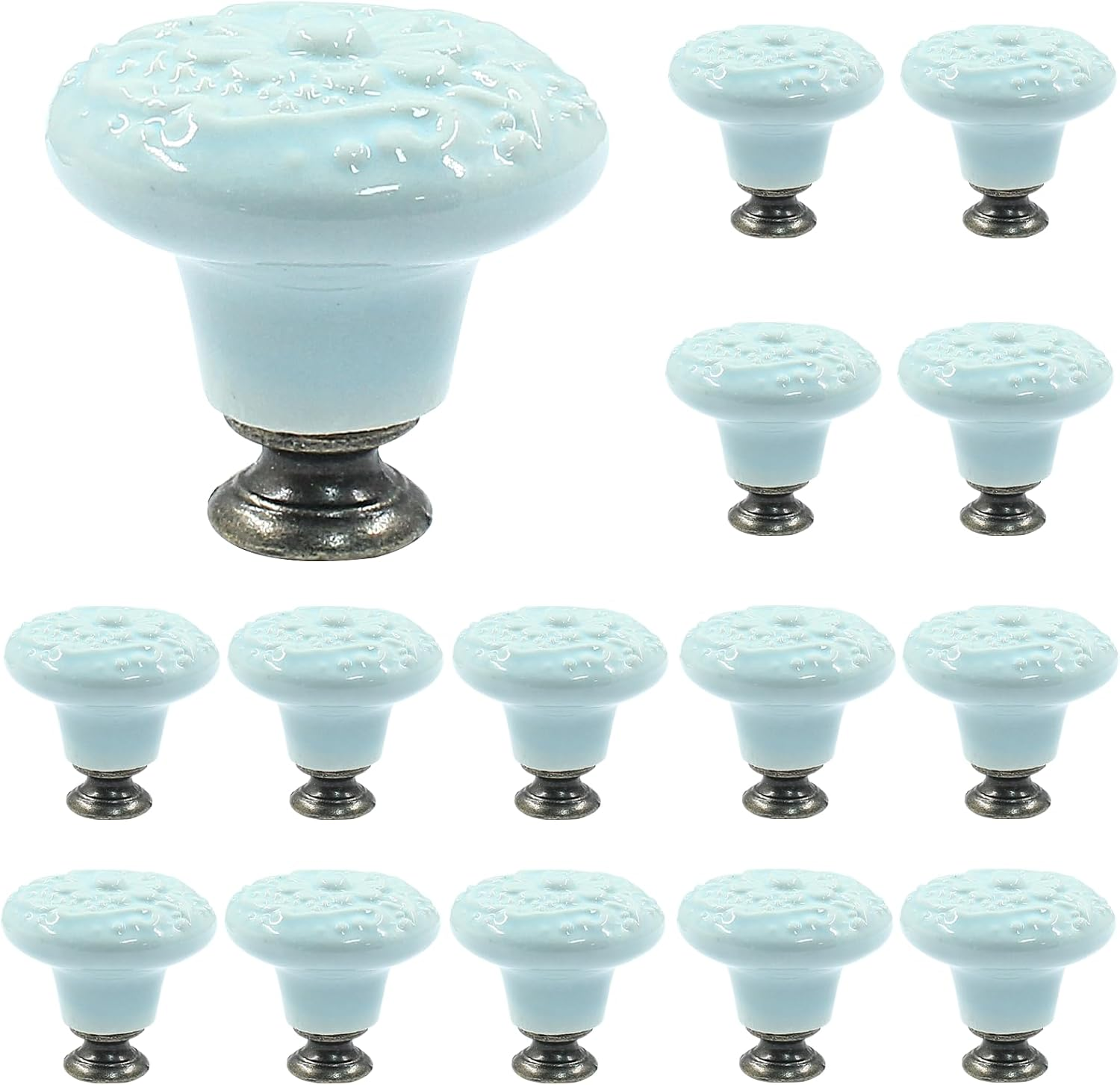 Piutouyar Ceramic Kitchen Cabinet Knobs, Pink, 10Pcs, 1.3Inch Diameter, Retro Style