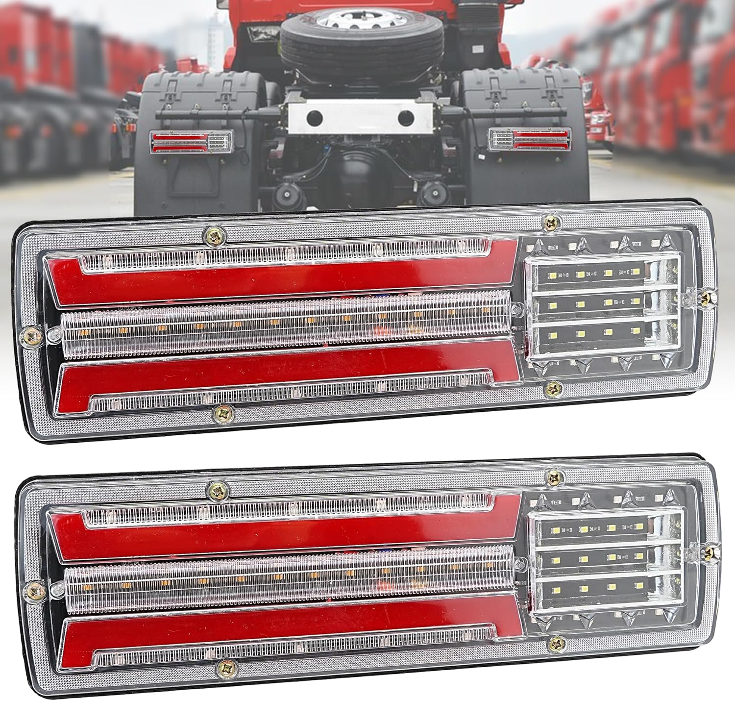 11.4 Inch Trailer Tail Light Bar, 62 LED Super Bright Stop Tail Turn Reverse Lights, IP67 Waterproof, 12V for Truck Trailer RV Camper Pickup Boat UTV Van image number 4