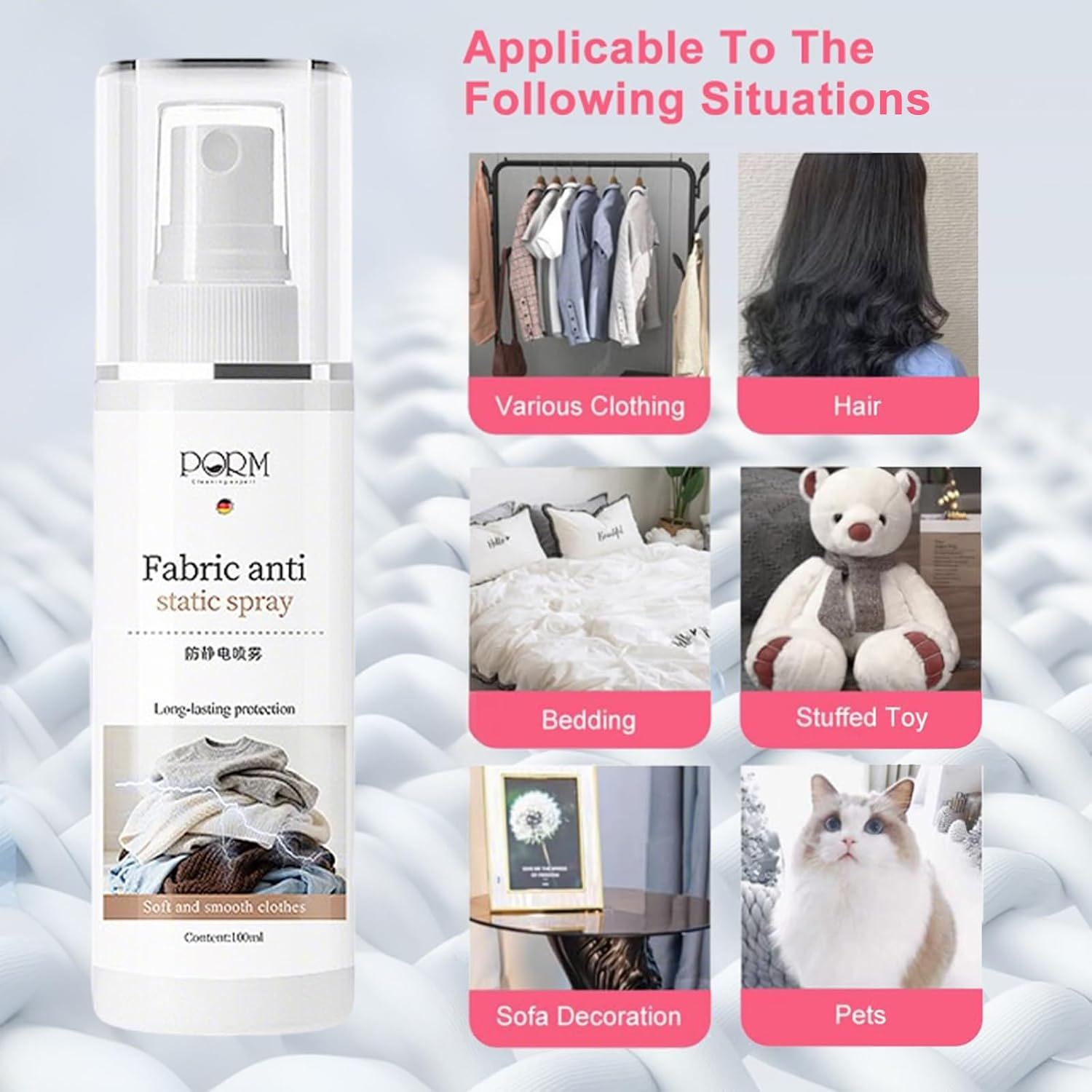 2PCS Wrinkle Release Spray - Instant Crease Release & Static Eliminator with Fresh Scent ， On-The-Go Clothing Care - anti Wrinkle Spray/Anti Crease Spray image number 3