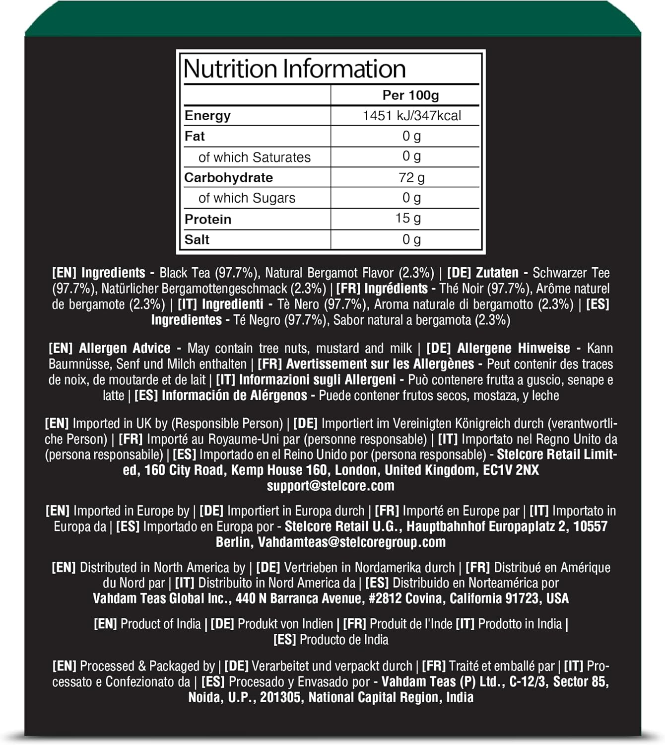 VAHDAM, Earl Grey Citrus, 15 Tea Bags | 100% Natural, Long Leaf Pyramid Tea Bags | Aromatic & Delicious, Black Tea Mixed with Natural Bergamot Oil | Packed at Source | Iced Tea Bags image number 1