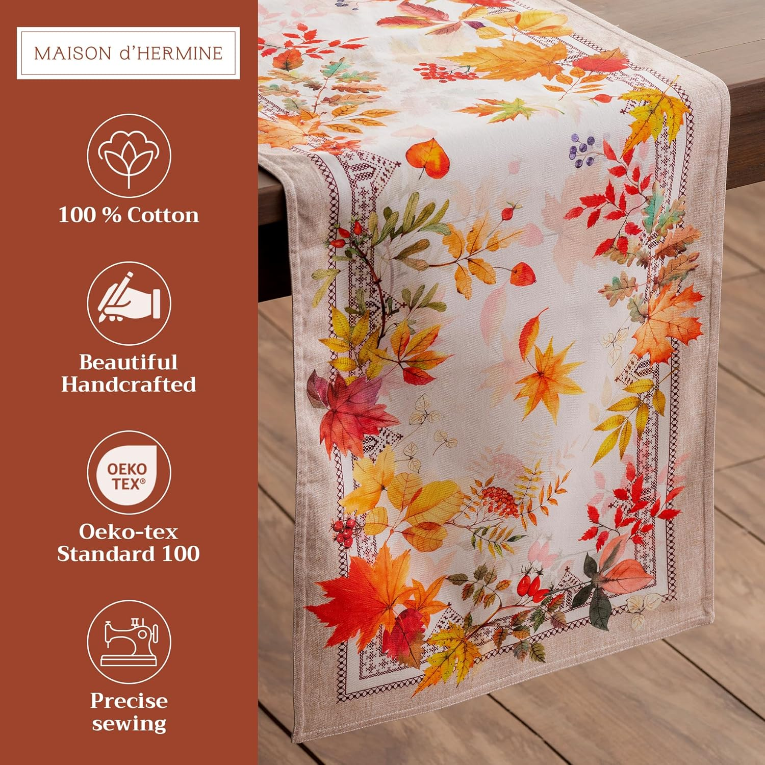 Maison D'Hermine Table Runner 100% Cotton Double Layer Table Runners 72 Inches Long Decorative for Home Kitchen Dining Party Baby Shower Wedding Bridal Shower (Amarante, 14.50" X 72") image number 1