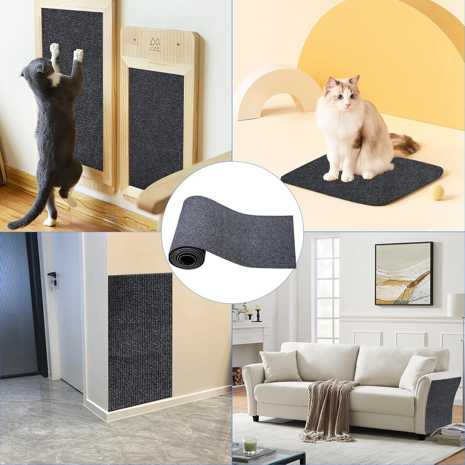 Self-Adhesive Cat Scratching Mat, 40 Cm X 200 Cm, Cat Scratching Board, Cat Furniture Scratching Mat, Sisal Mat, Suitable for Walls, Sofas, Floors, Etc. image number 1