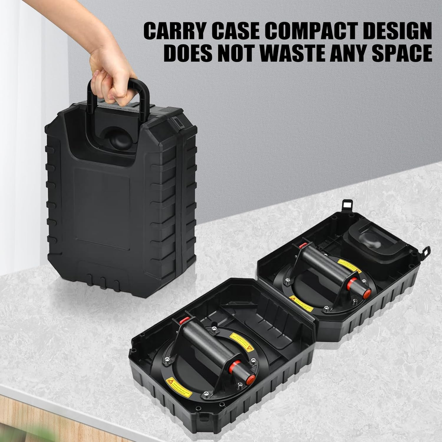 Vashly 2 Pack 8 Inch 440 Lbs with Suitcase Industrial Heavy Duty Handle Vacuum Large Glass Suction Cup Lifter,For Lifting Replace Auto Windshield Installation Glass/Granite Tile/Marble/Handing Tool image number 4