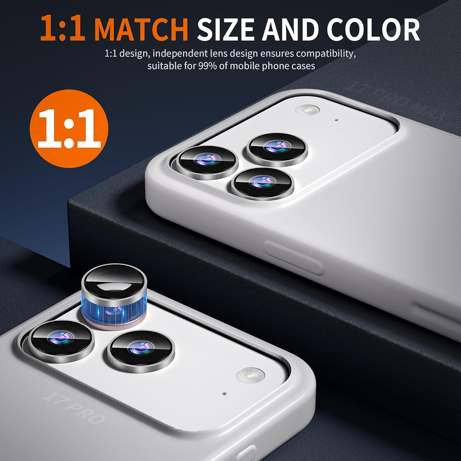 Diruite Camera Lens Protector for Iphone 17 Pro/17 Pro Max Tempering Glass,Convex Platform HD Lens Cover+Aluminum Rim Camera Protection,Grey image number 1