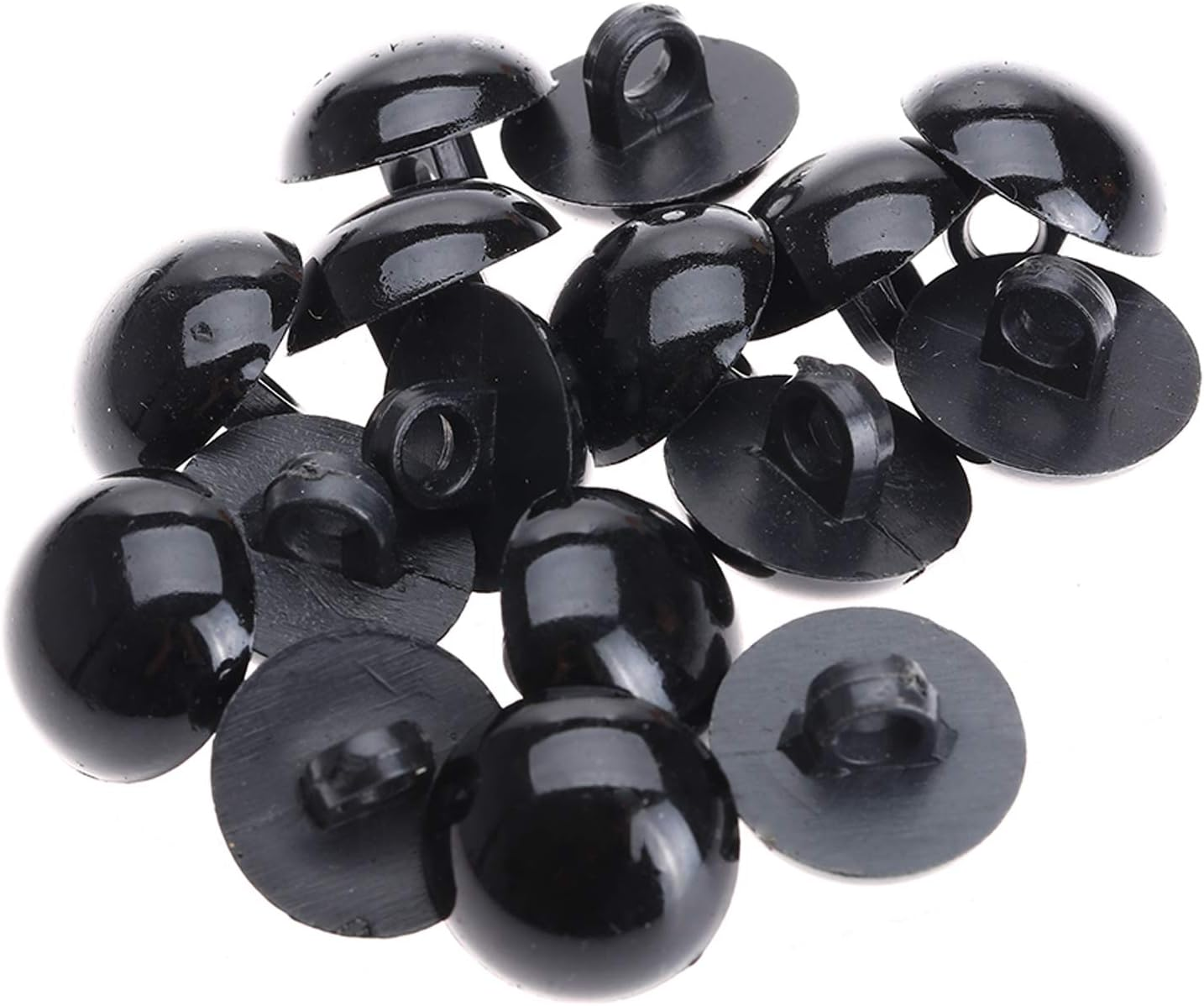 Dophee 100Pcs DIY Black Plastic Safety Eyes, 15Mm Sewing Crafting Eyes Buttons, Type Mushroom Domed round Buttons for Bear Doll Crochet Puppet Plush Stuffed Animals Making