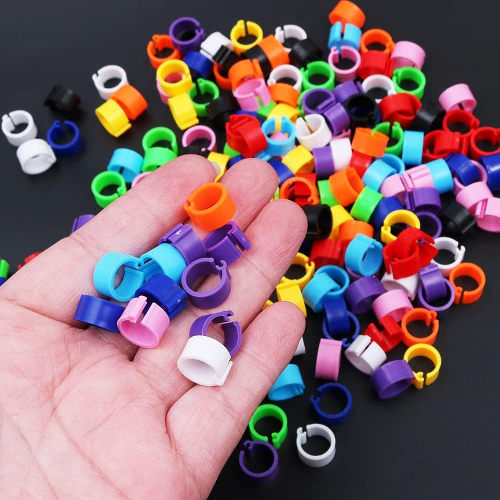 ANCLLO 200 Pcs 8Mm No Numbers Bird Leg Bands Plastic Multicolored Pigeon Foot Rings Clip on Leg Rings for Chick Bantam Finch ​Pigeons Parrots Opening Identify Leg Cuff Rings -10 Colors Mixed image number 5
