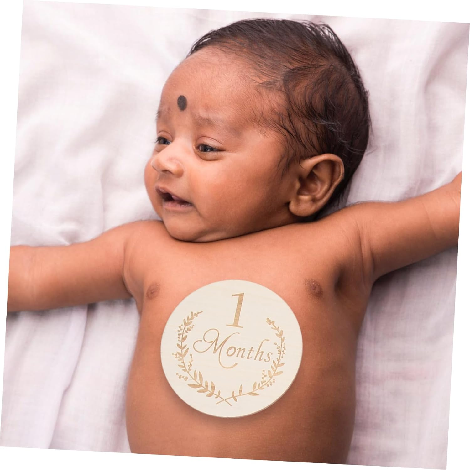 HOMSFOU 13Pcs Wooden Slices Baby Milestone Cards Natural Birch Wood Baby Monthly Marker Discs for Newborn Photography and Monthly Commemorative Keepsakes