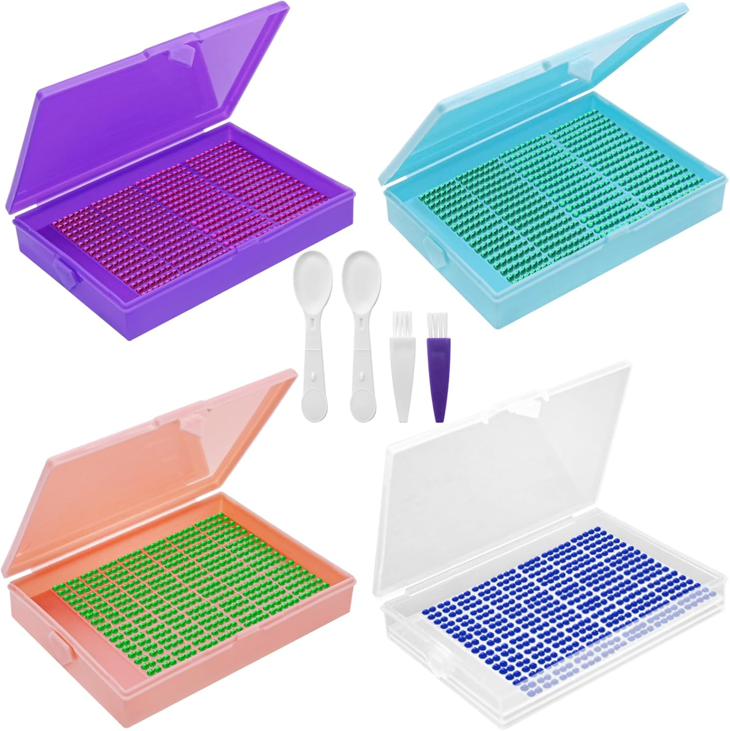 4 Pcs Diamond Art Tray with Lids, Finegood Diamond Art Storage Kits for Adults Diamond Paintings Tools and Accessories for DIY Art Crafts image number 3