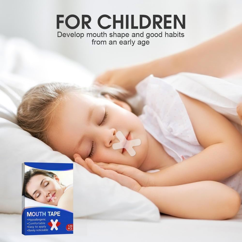 120PCS Gentle Comfortable Transparent Sleep Strips, Breathable Adhesive Hypoallergenic Mouth Tapes Soft Anti-Snoring Strips for Better Nose Breathing Sleeping, Improve Nose Breathing, Snore Reduction