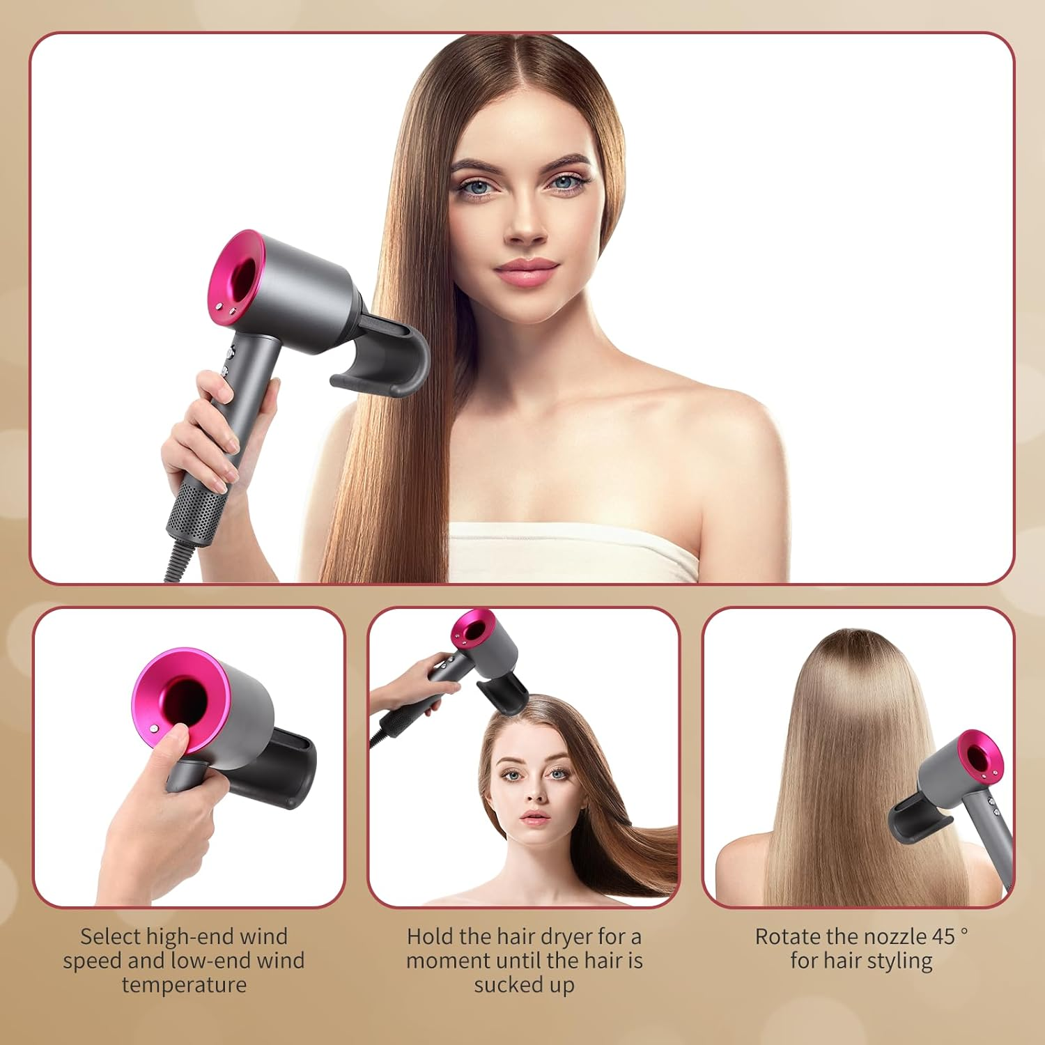 Anti-Flight Flyaway Attachment Nozzles for Dyson Supersonic Hair Dryer, Compatible with Dyson HD01 HD02 HD03 HD04 HD08