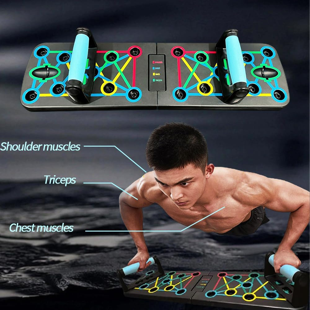 12 In-1 Push up Board, Foldable Adjustable Multi-Functional Push up Bars for Home Gym, Portable Strength Training Equipment Burn Fat Strength Training Arm Men & Women Weights image number 6
