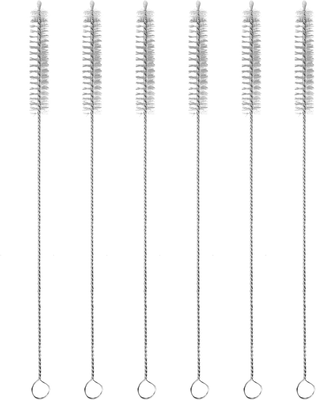 TORMEN 6Pcs Straw Cleaner Brush, Bendable Brush Nylon Bristles Stainless Steel Handle Be Used to Clean Pipe, Narrow Tube, Coffee Pot, and Other Hard to Access Corners(Length: 240" 200" 175"