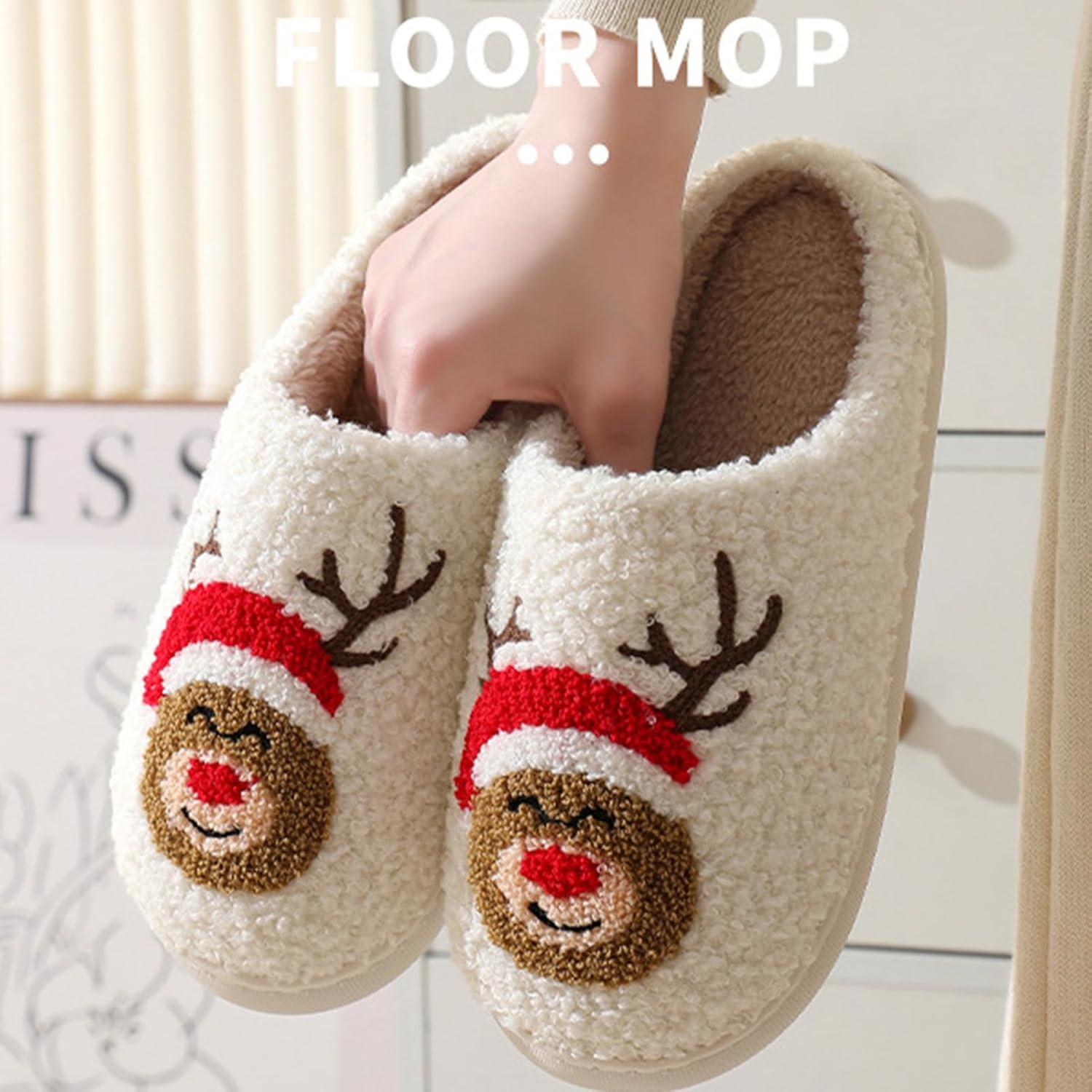 Christmas Slippers for Women - Fuzzy Slippers - Cute Slippers for Women Fun Slippers Soft Plush Christmas Shoes Keep Warm Couples Slippers Borato - 38/39 image number 3