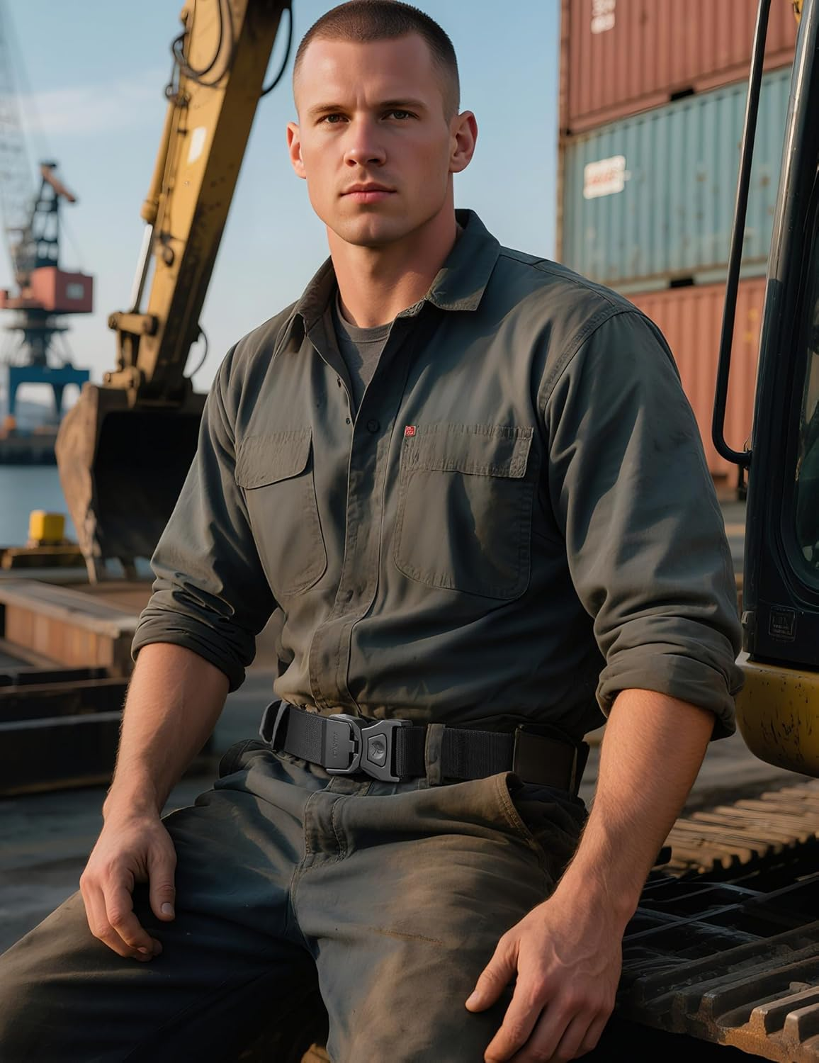 JUKMO Quick Release Tactical Belt, Military Work 1.5" Nylon Web Golf Belt with Heavy Duty Seatbelt Buckle image number 4