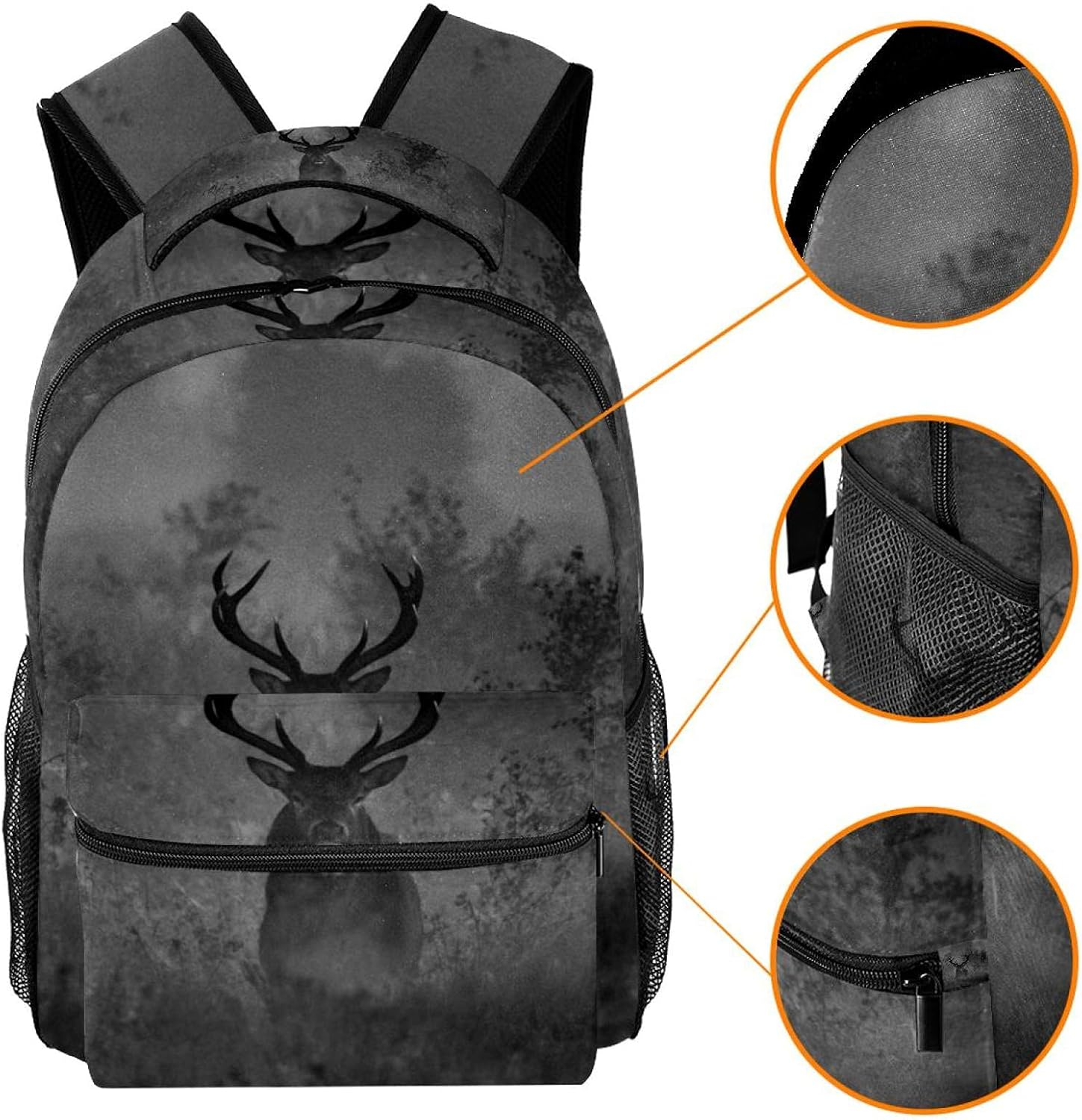 Stag Backpack Students Shoulder Bags Travel Bag College School Tote Backpacks image number 3
