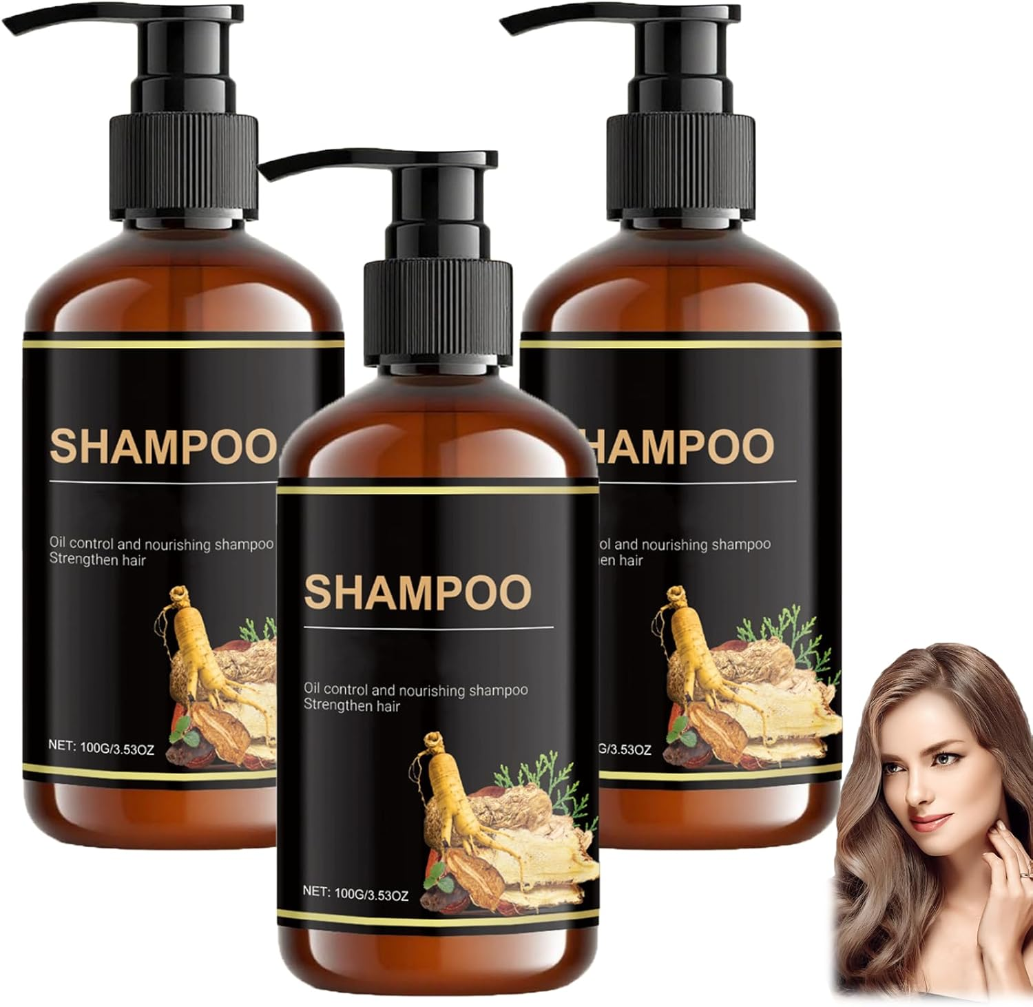 Oil Controlling and Nourishing Shampoo, Thickening Shampoo with Rosemary and Ginger Extraction, Thicken Thinning Hair and Reduce Breakage & Dull Hair, Deeply Cleansing and Nourishing (1Pcs)