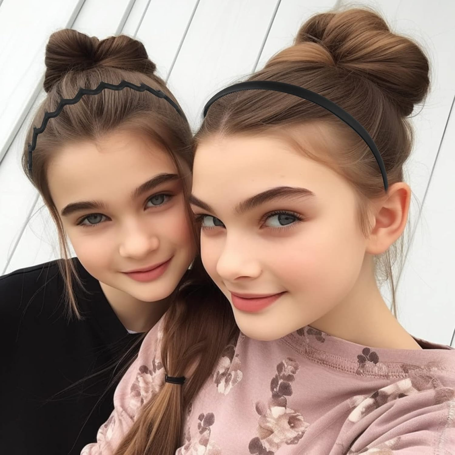 Dazzhues 8Pcs Headband with Sharks Teeth Comb - Matte Black Fashion Hair Accessories for Women and Men image number 2