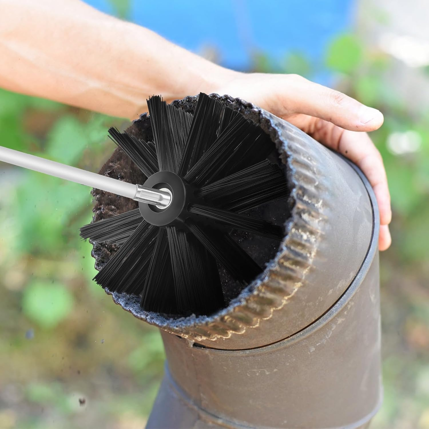 Balacoo Chimney Sweep Brush Kit, 20 Feet Chimney Cleaning Brush with 15 Flexible Extendable Rods & Two Sizes Heads for Fireplace Stove Efficient Maintenance image number 3