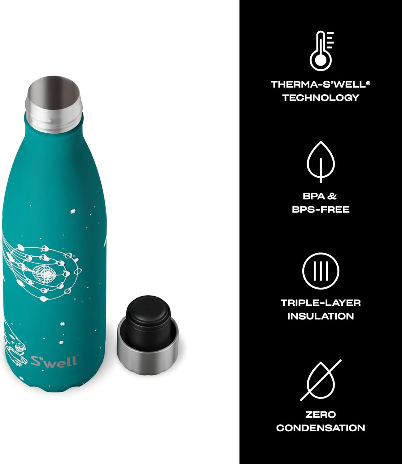 S'Well Stainless Steel Water Bottle 17 Ounces Celestial Green Triple Layered Vacuum Insulated Containers Keeps Drinks Cold for 36 Hours and Hot for 18 Perfect for on the Go image number 7